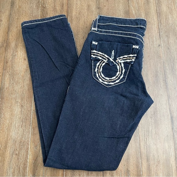 Big Star Jeans Maddie Skinny Slim Straight Leg Dark Wash Contrast Seam Women 25R - Picture 6 of 16